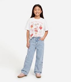 Camiseta Infantil com Estampa Moranguinho Ícones – Tam 7 a 16 Anos
