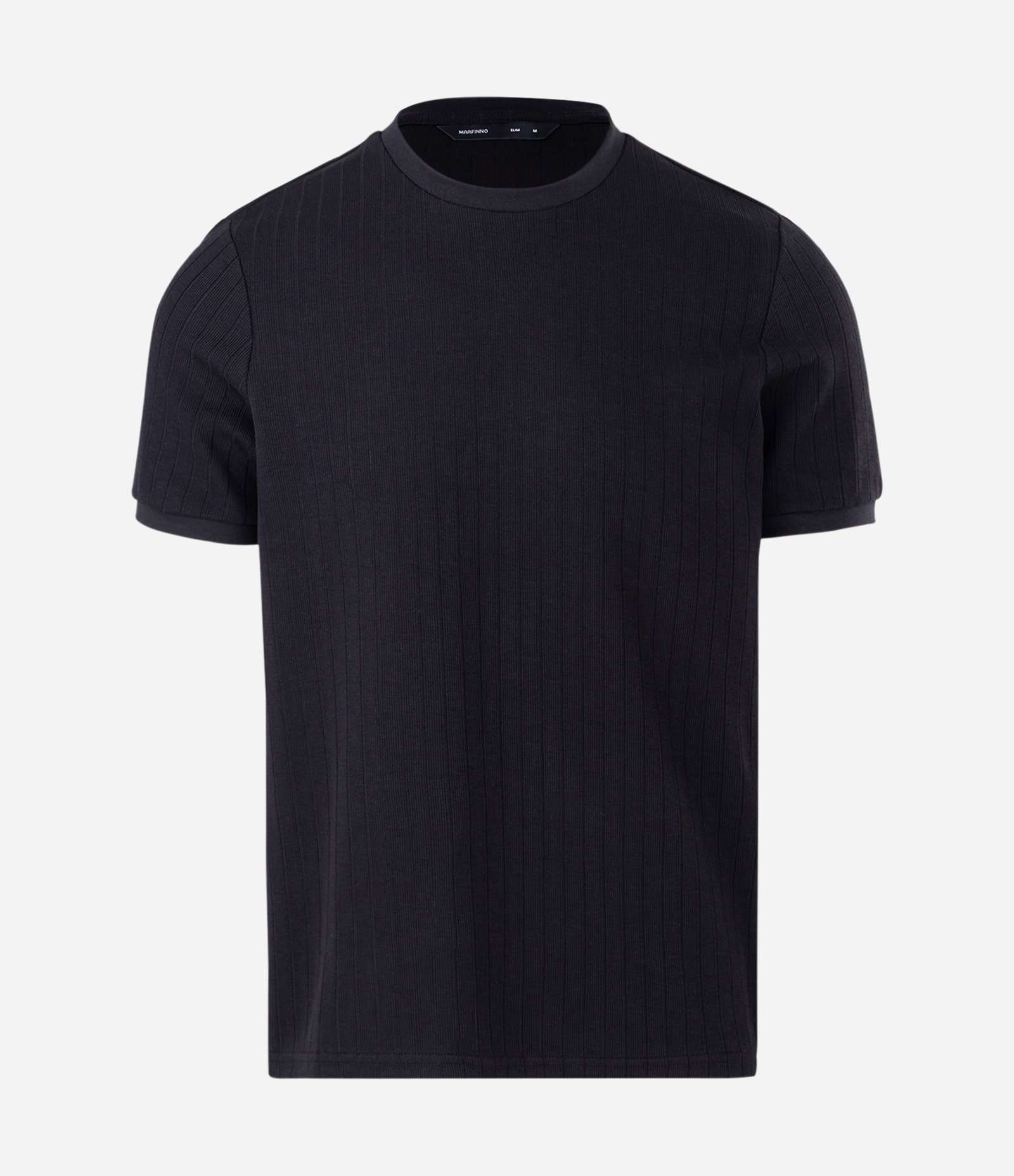 Camiseta Slim em Algodão com Textura Canelada Preto 5