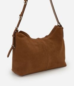 Bolsa Hobo em Couro Liso