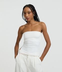 Blusa em Microfibra Tomara que Caia com Fenda Lateral