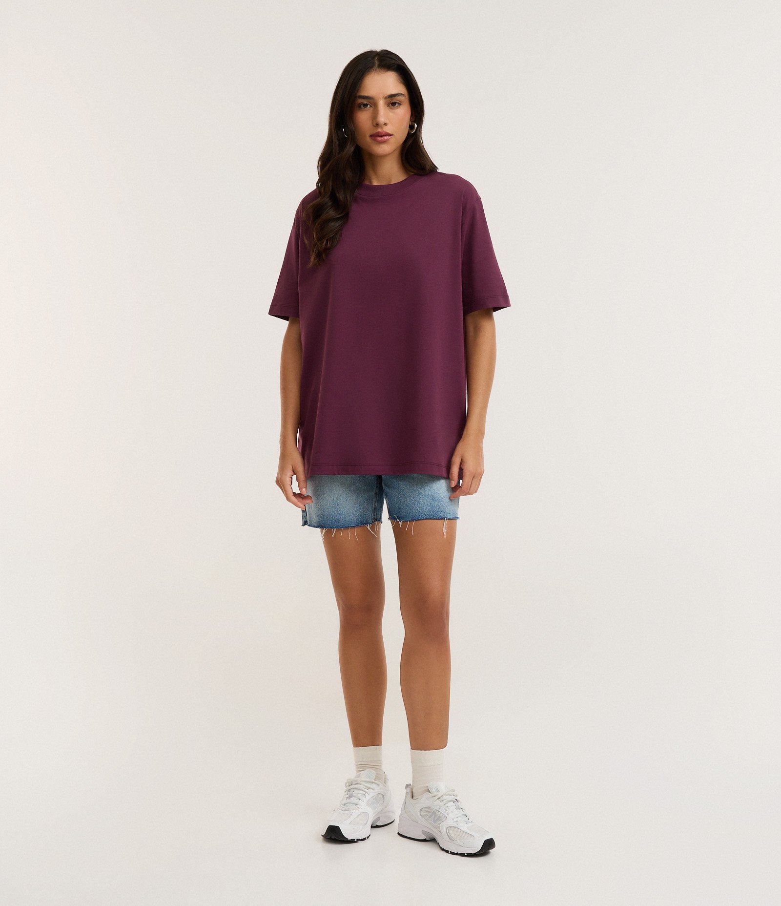 Camiseta Oversized em Algodão com Manga Curta Roxo 2