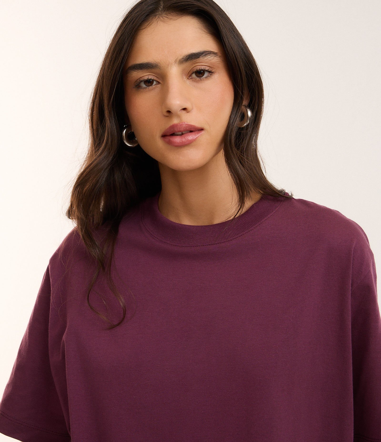 Camiseta Oversized em Algodão com Manga Curta Roxo 3