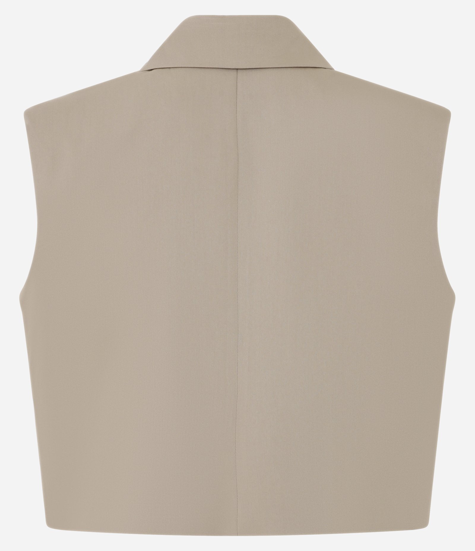 Colete Alfaiataria com Gola e Ombreiras Bege 5