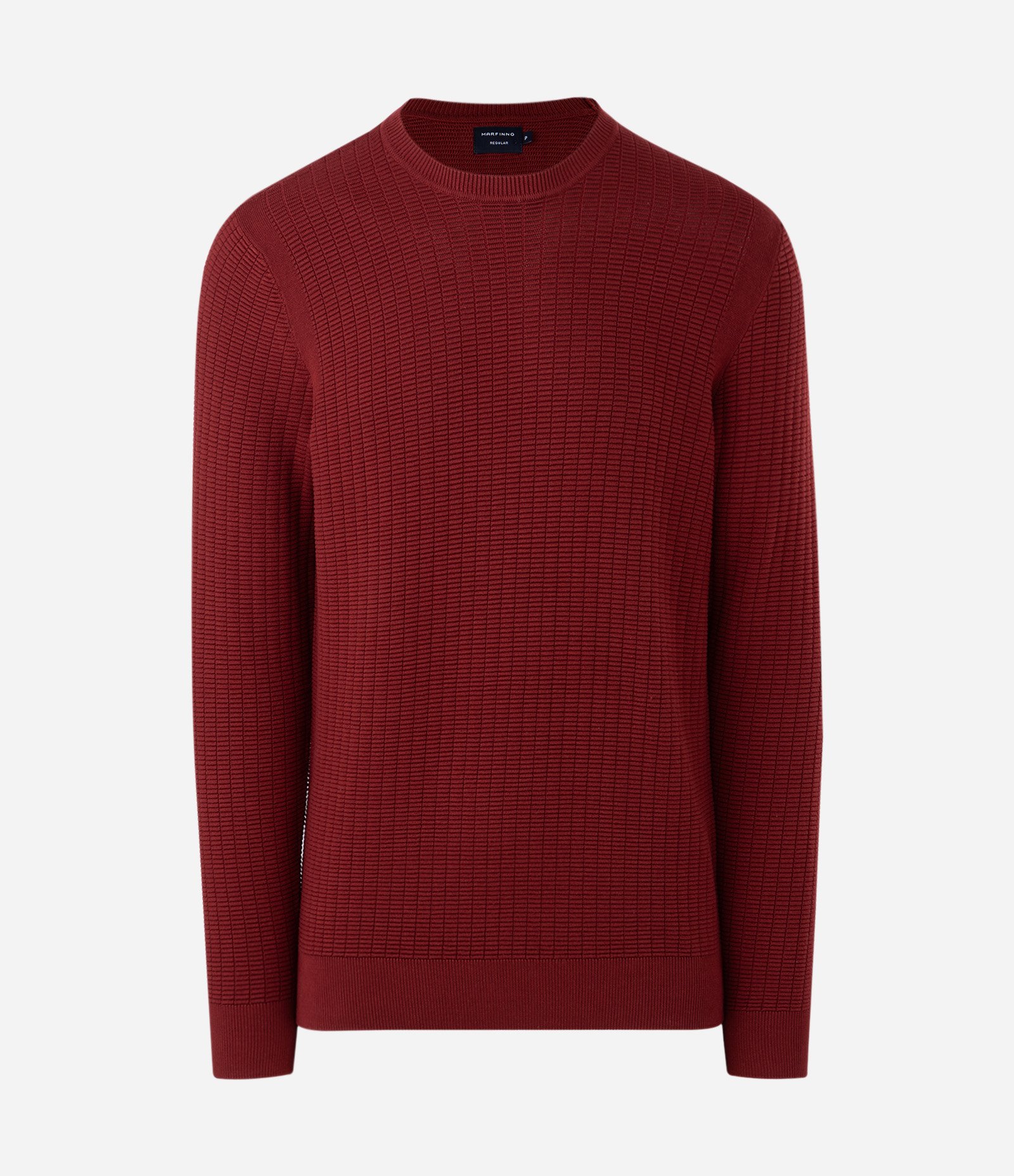 Suéter em Malha com Textura Xadrez Grid Vermelho 1