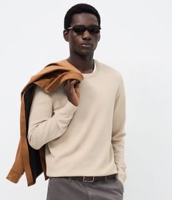 Suéter Regular em Viscose com Efeito Tricô
