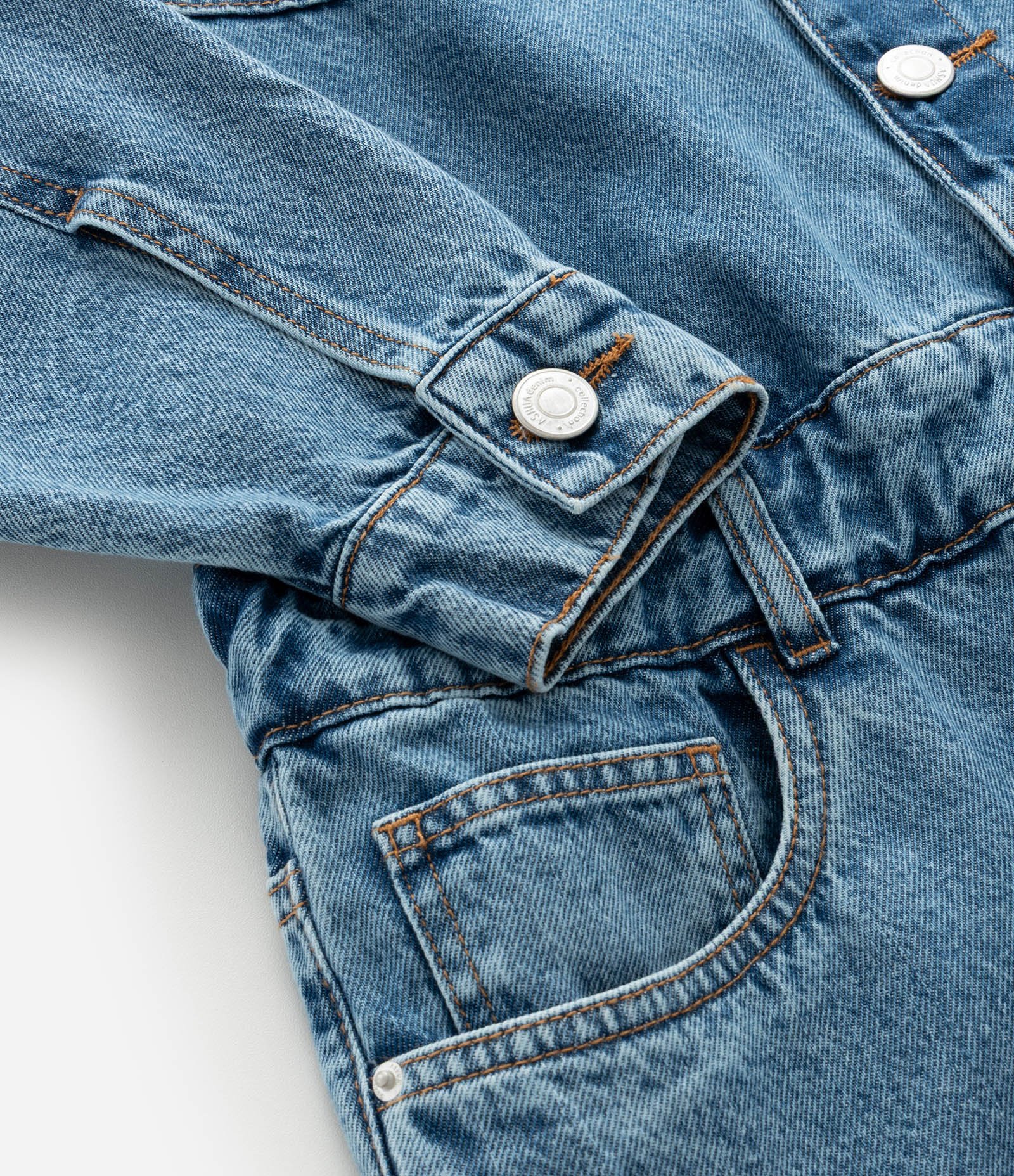 Macacão Longo em Jeans com Cós Elástico Curve & Plus Size Azul 8