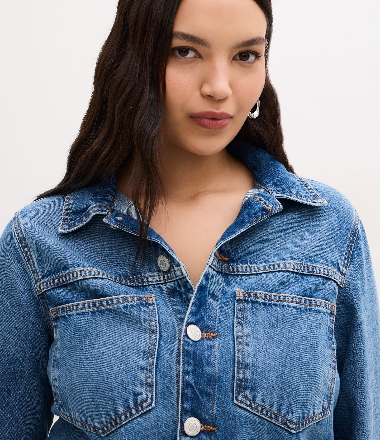 Macacão Longo em Jeans com Cós Elástico Curve & Plus Size Azul 2