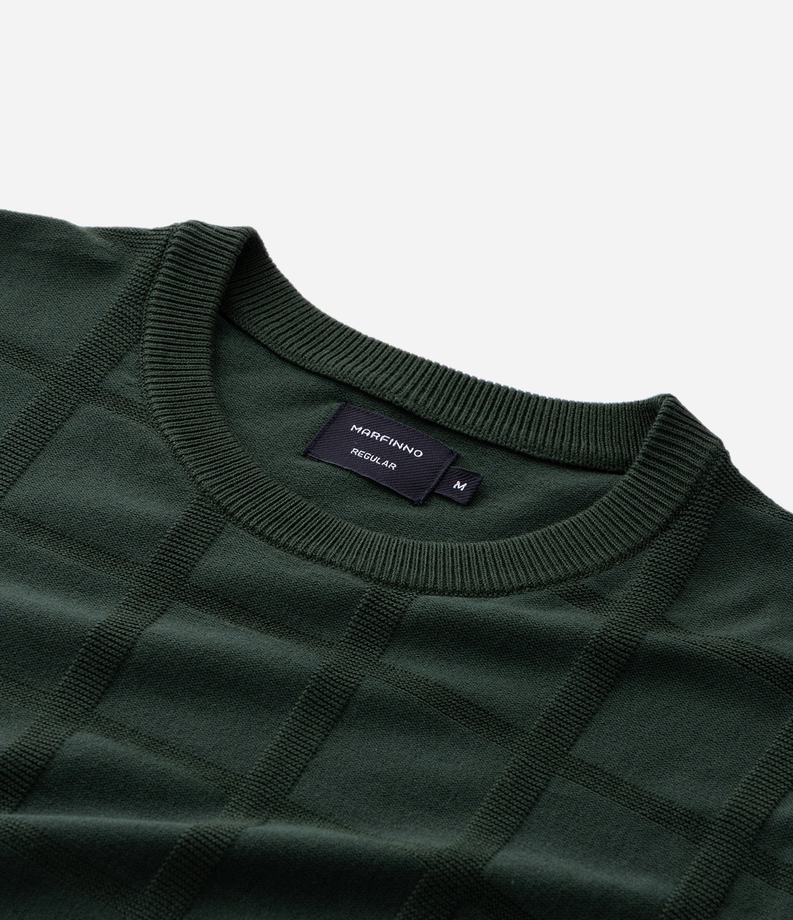 Suéter em Tricô com Textura Quadriculada Verde escuro 5