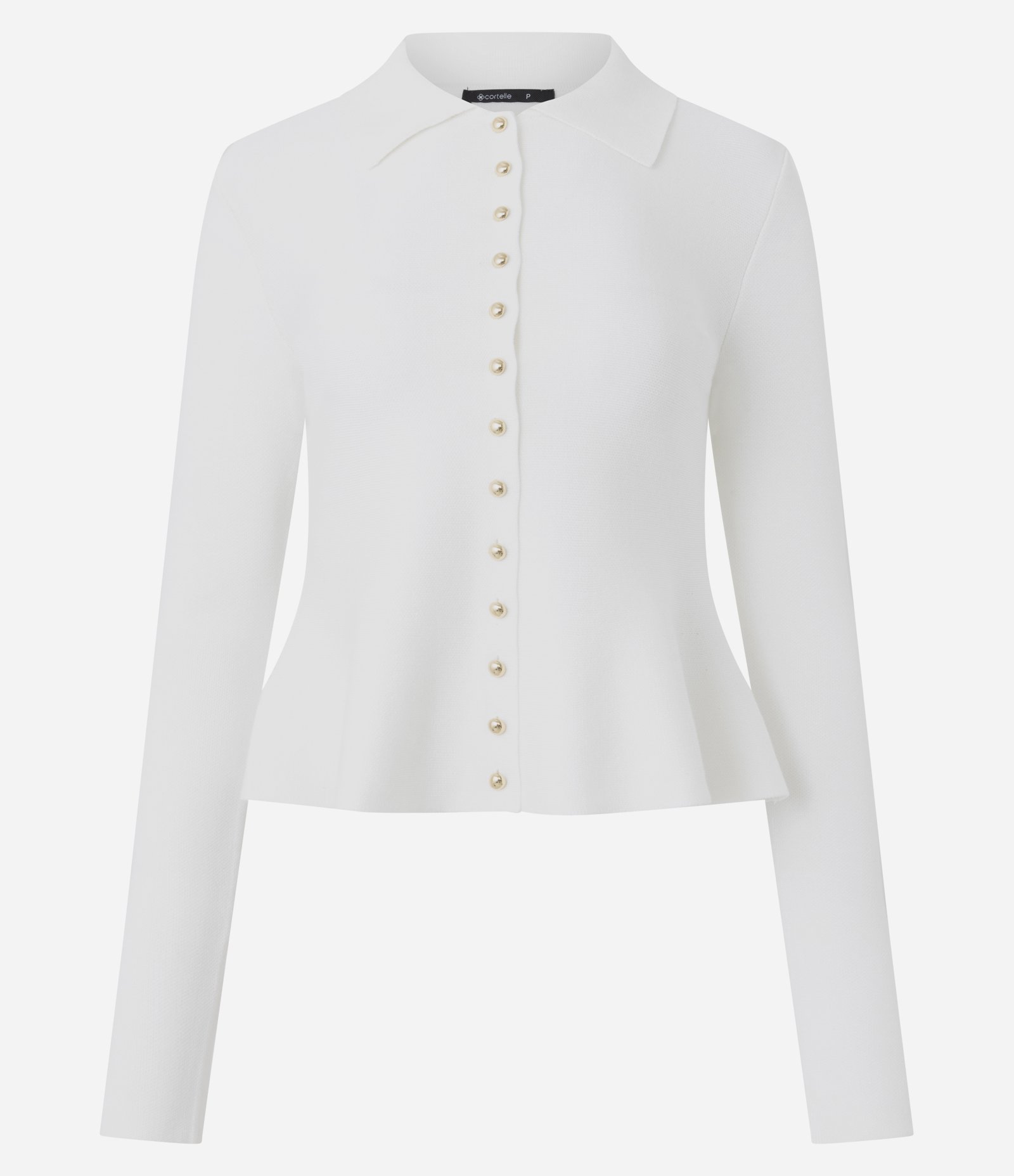 Cardigan Regular Acinturado em Tricô com Mini Botões Branco 1