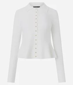 Cardigan Regular Acinturado em Tricô com Mini Botões