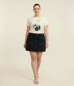 Saia Curta em Jeans com Bolsos Cargo Frontais Curve & Plus Size