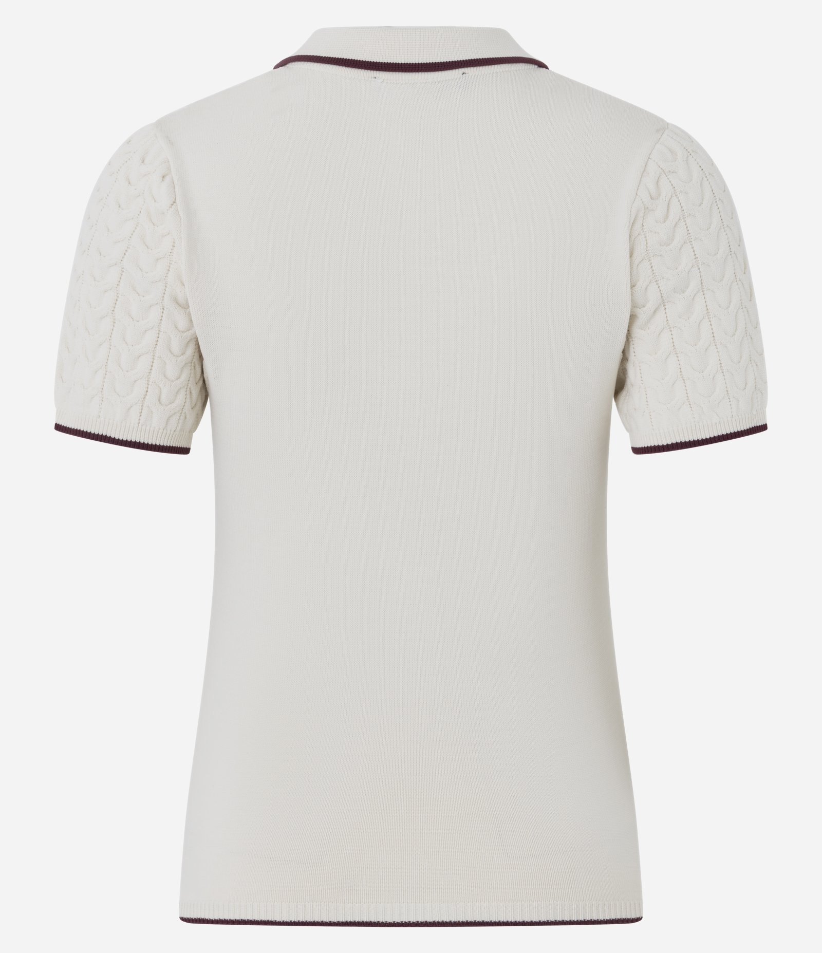 Blusa Feminina Tricô Manga Curta Gola Polo com Broche Bege 3