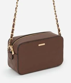 Bolsa Transversal Pequena em PU com Alça de Corrente