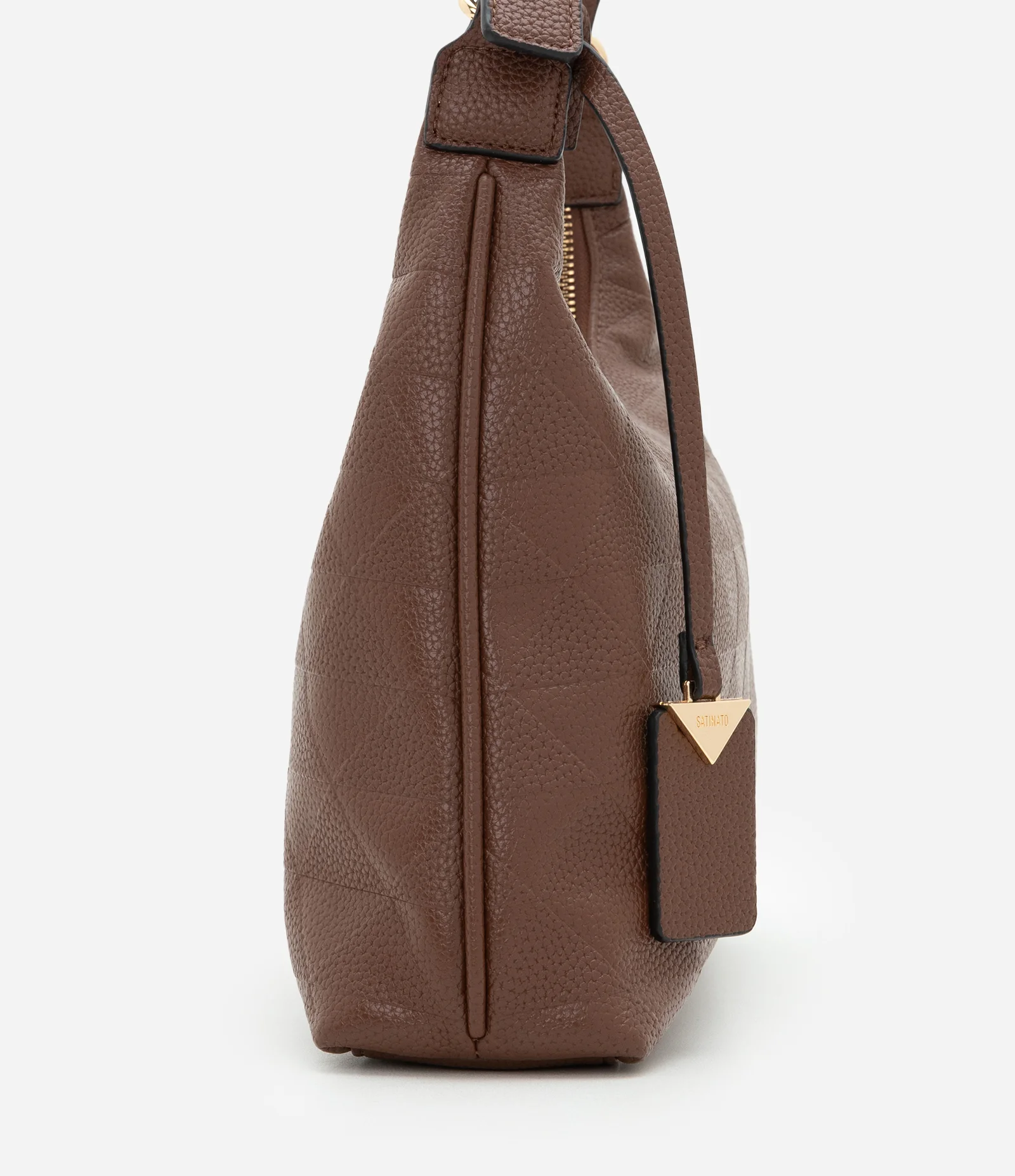 Bolsa Floater em PU com Detalhamento na Alça e Texturas Marrom 2