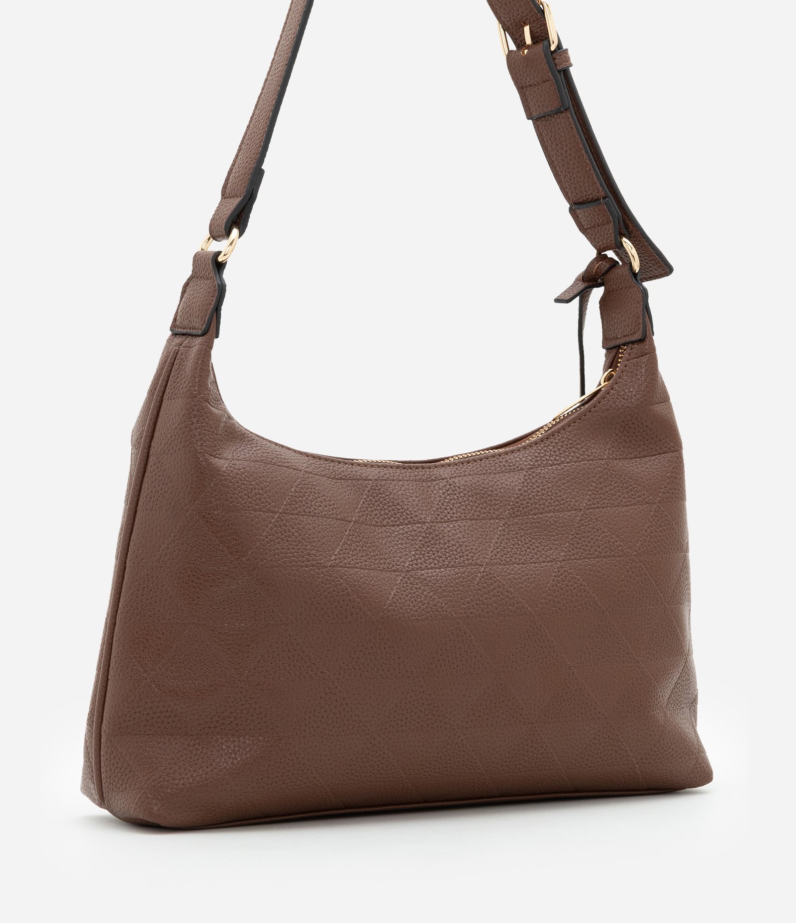 Bolsa Floater em PU com Detalhamento na Alça e Texturas Marrom 3