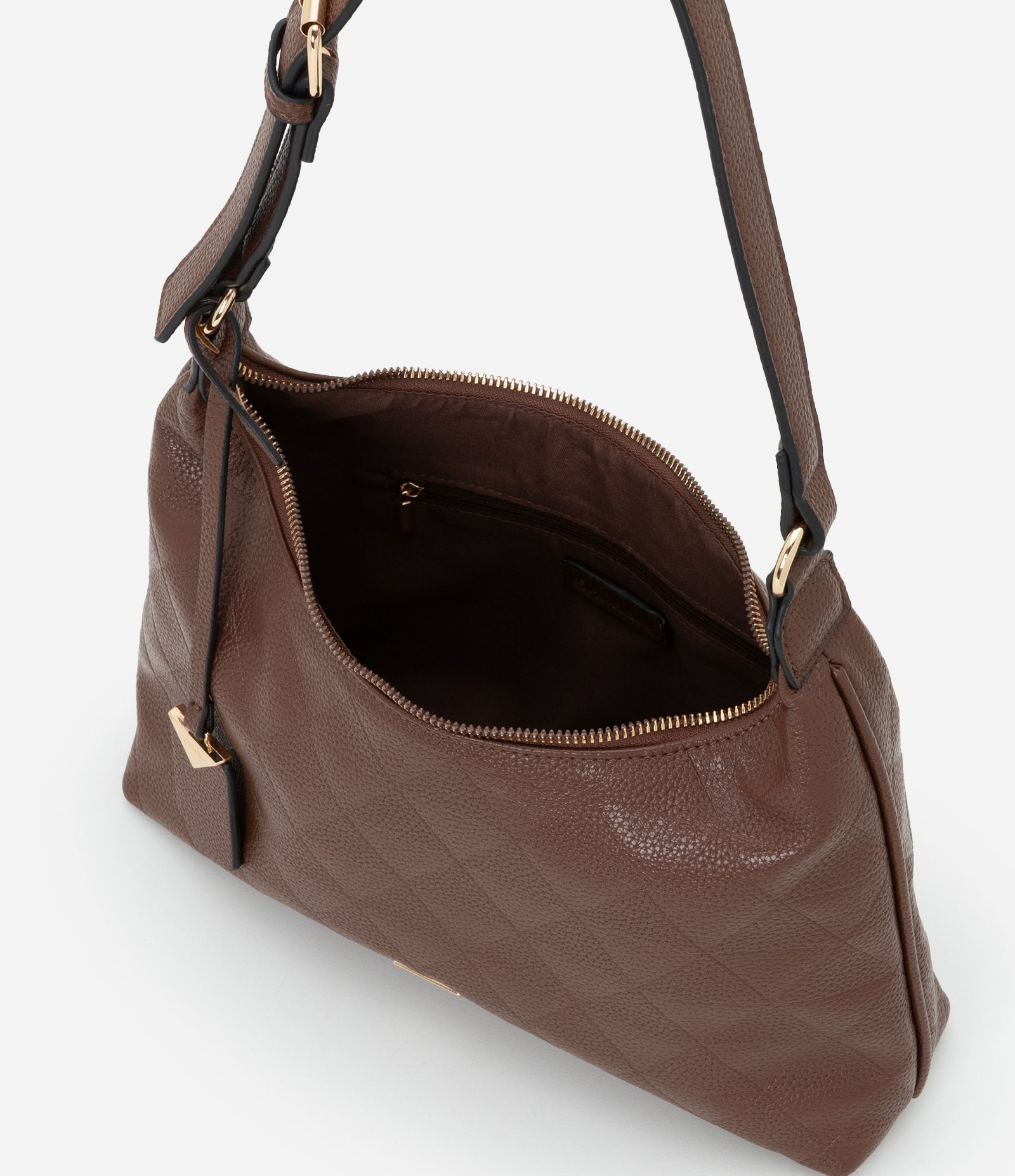 Bolsa Floater em PU com Detalhamento na Alça e Texturas Marrom 4