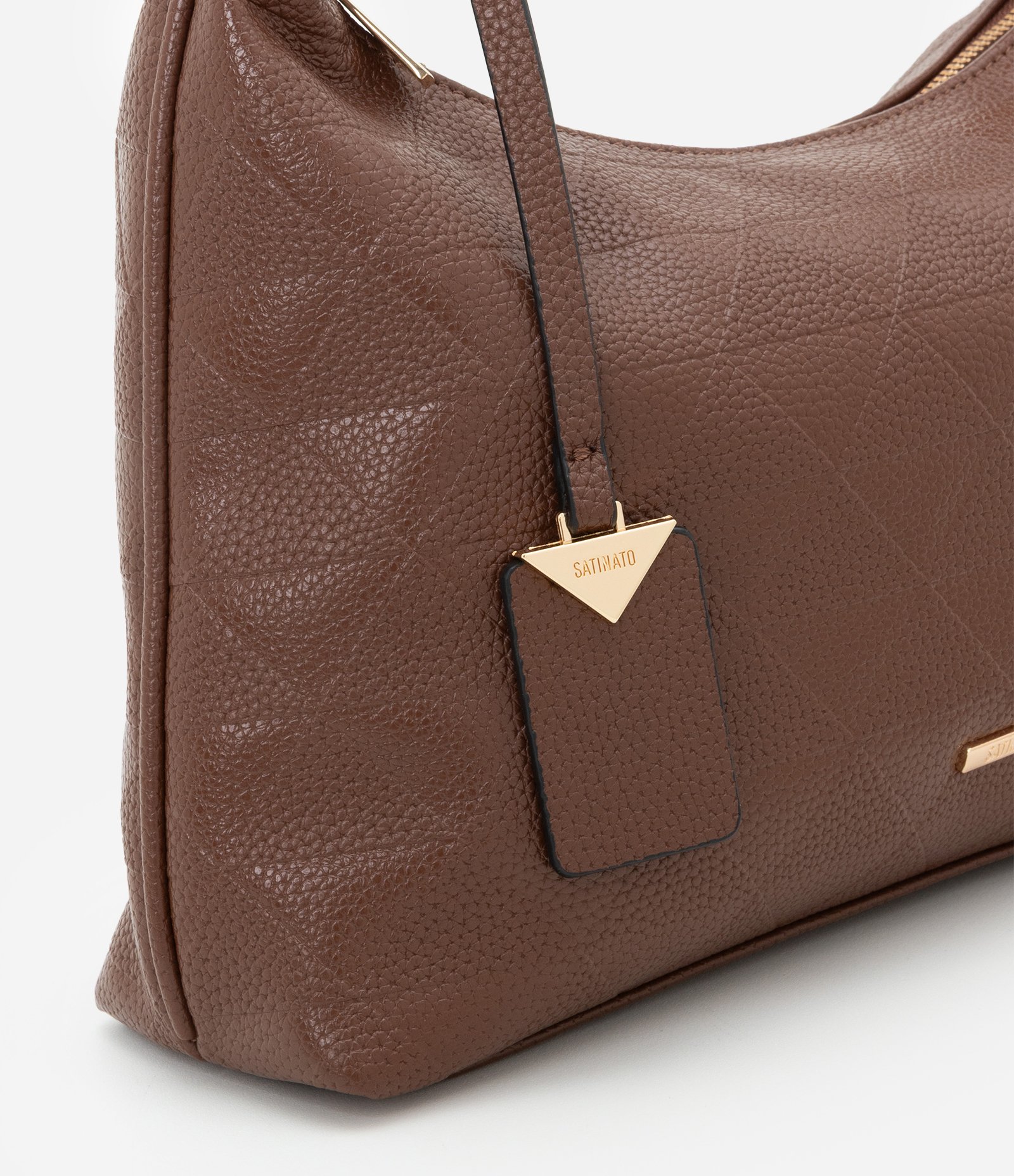 Bolsa Floater em PU com Detalhamento na Alça e Texturas Marrom 5