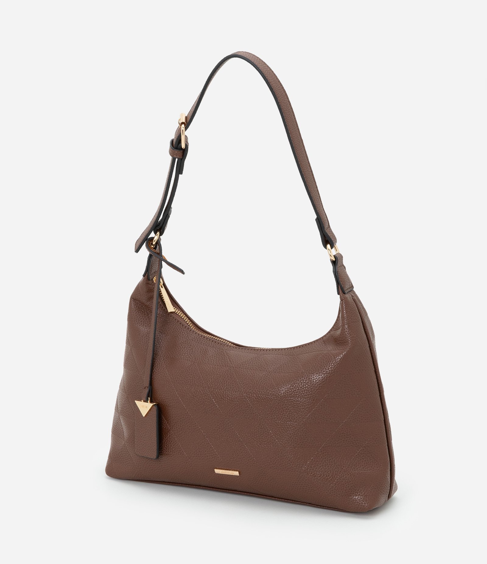 Bolsa Floater em PU com Detalhamento na Alça e Texturas Marrom 6