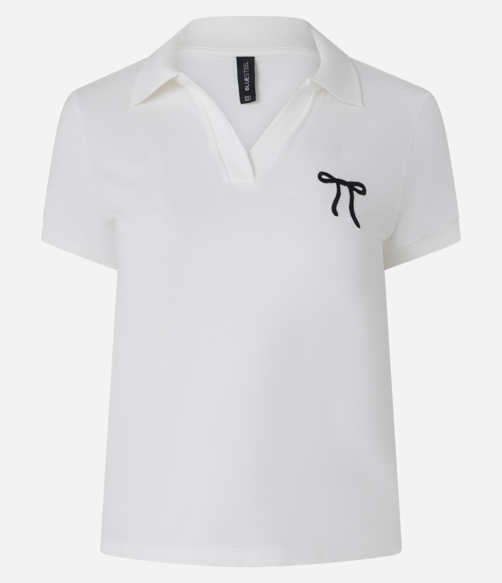 Blusa Polo em Piquet com Bordado de Laço Branco 1