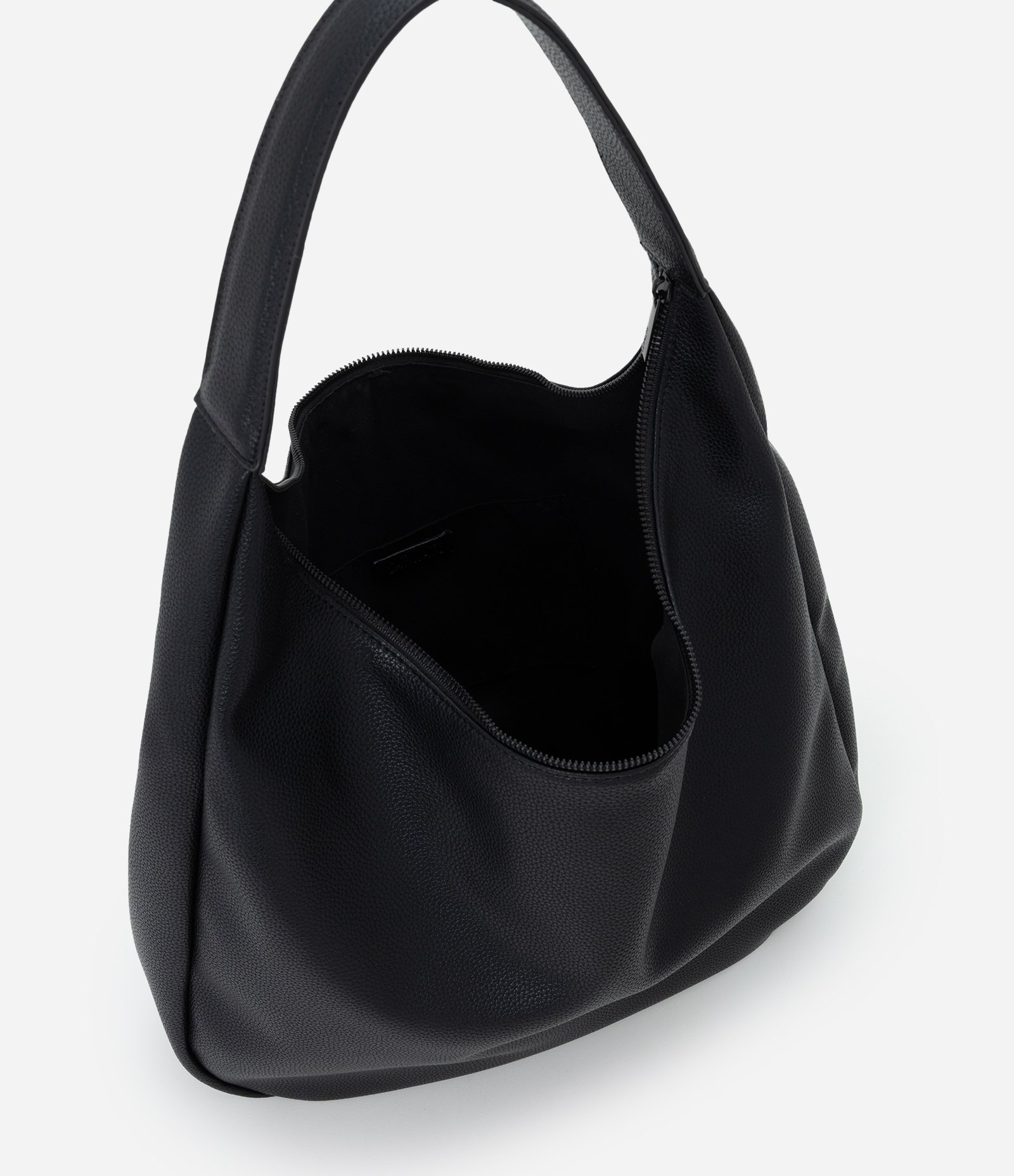 Bolsa Hobo Grande em PU com Alça Fixa Preto 5
