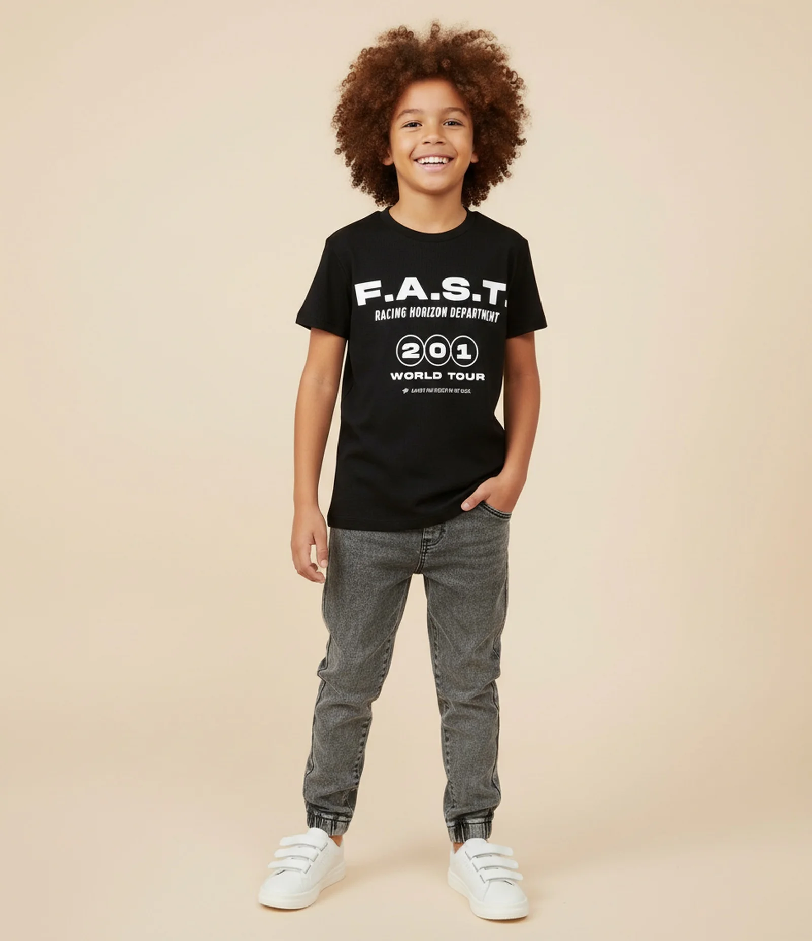 Calça Infantil Jogger em Jeans com Cós Ajustável – Tam 5 a 14 Anos Cinza Mescla 1