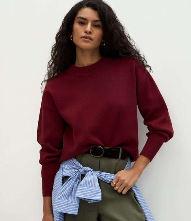 Blusão Suéter em Tricot com Punho Ajustado