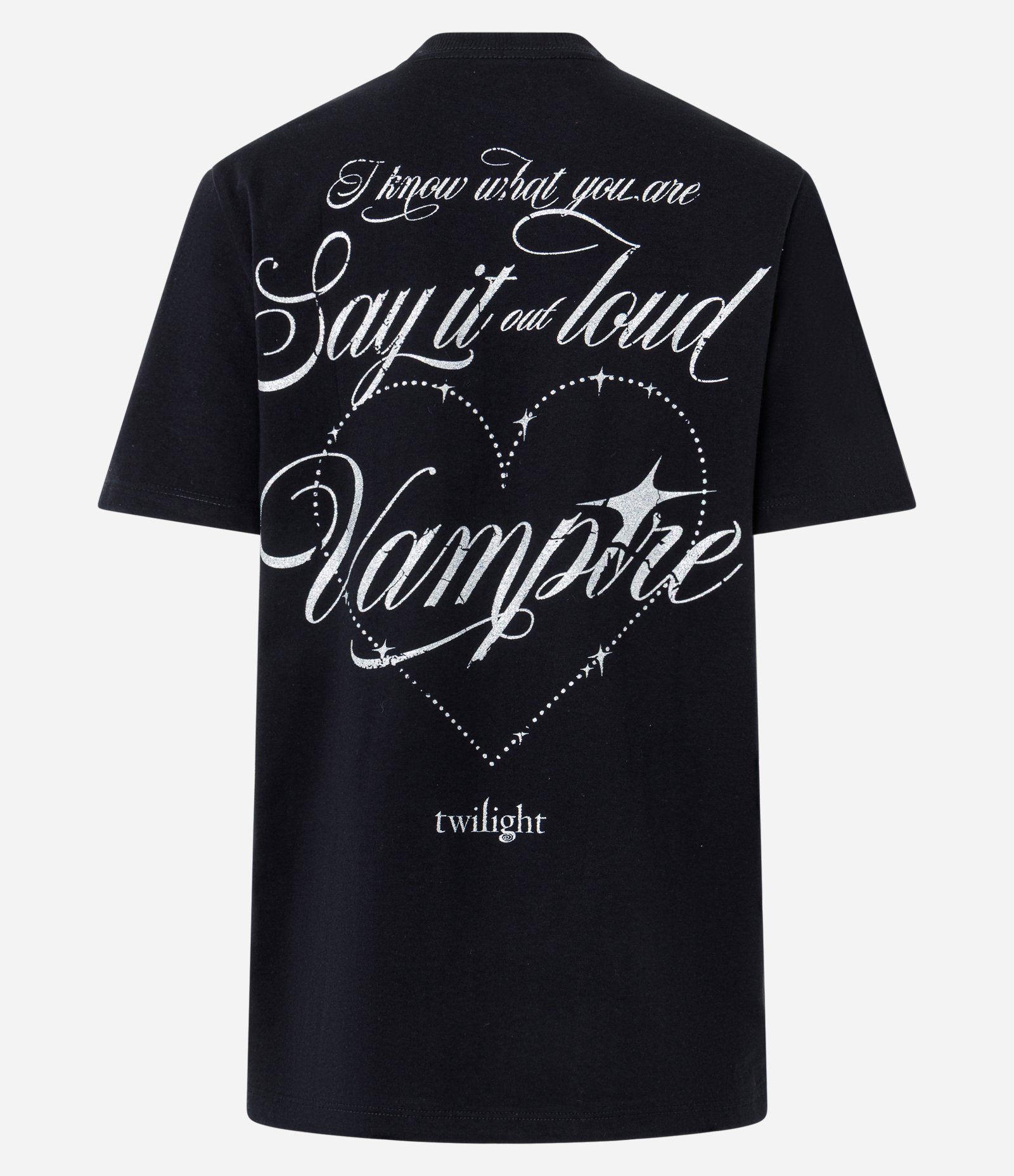 Camiseta em Algodão com Estampa Crepúsculo e Glitter Preto 7