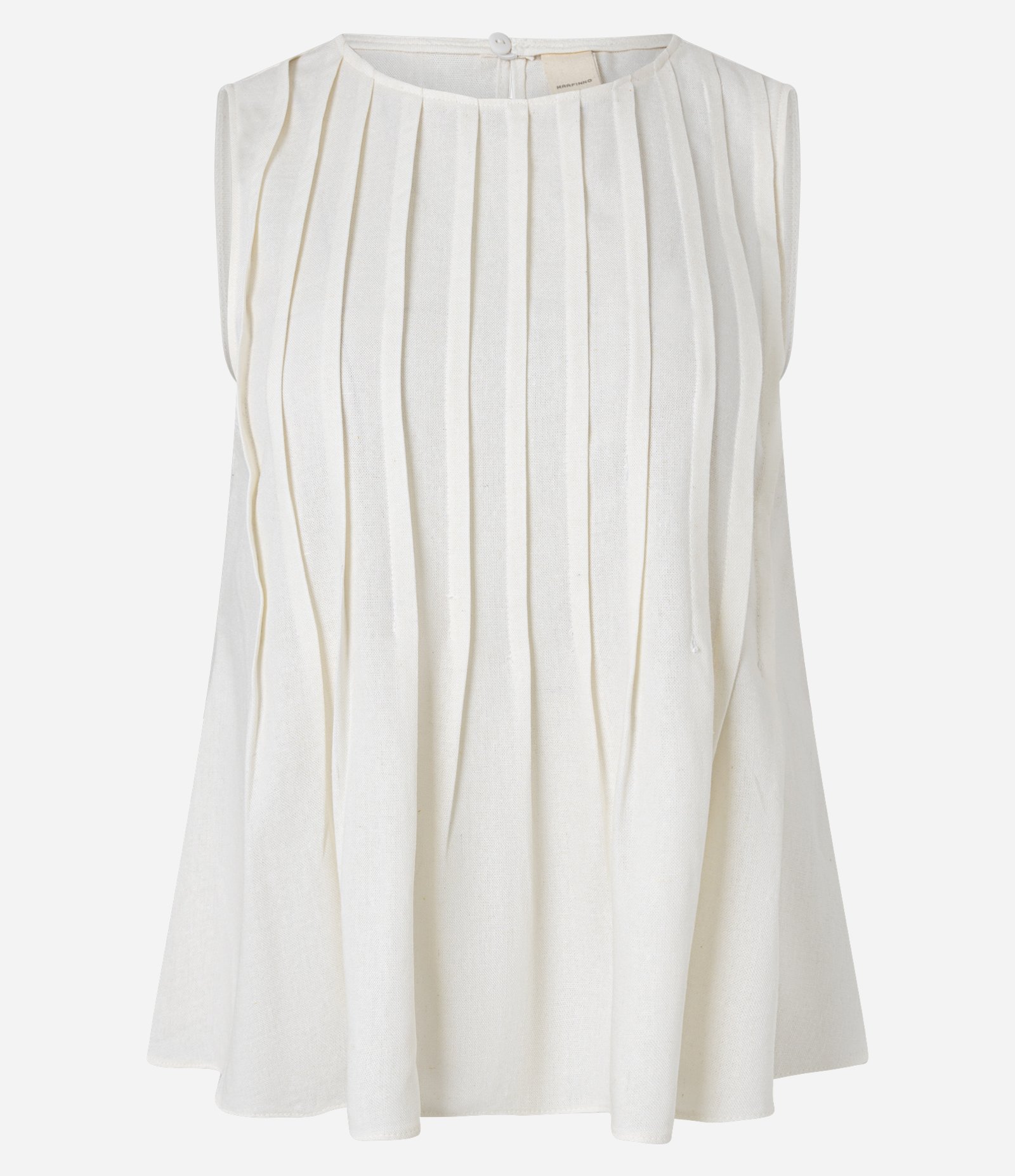 Blusa Peplum em Viscolinho com Frisos Frontais Off White 5