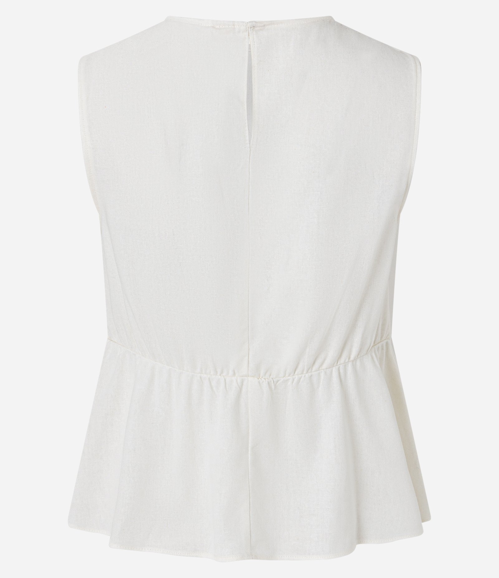 Blusa Peplum em Viscolinho com Frisos Frontais Off White 6