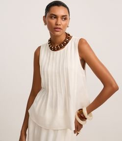 Blusa Peplum em Viscolinho com Frisos Frontais