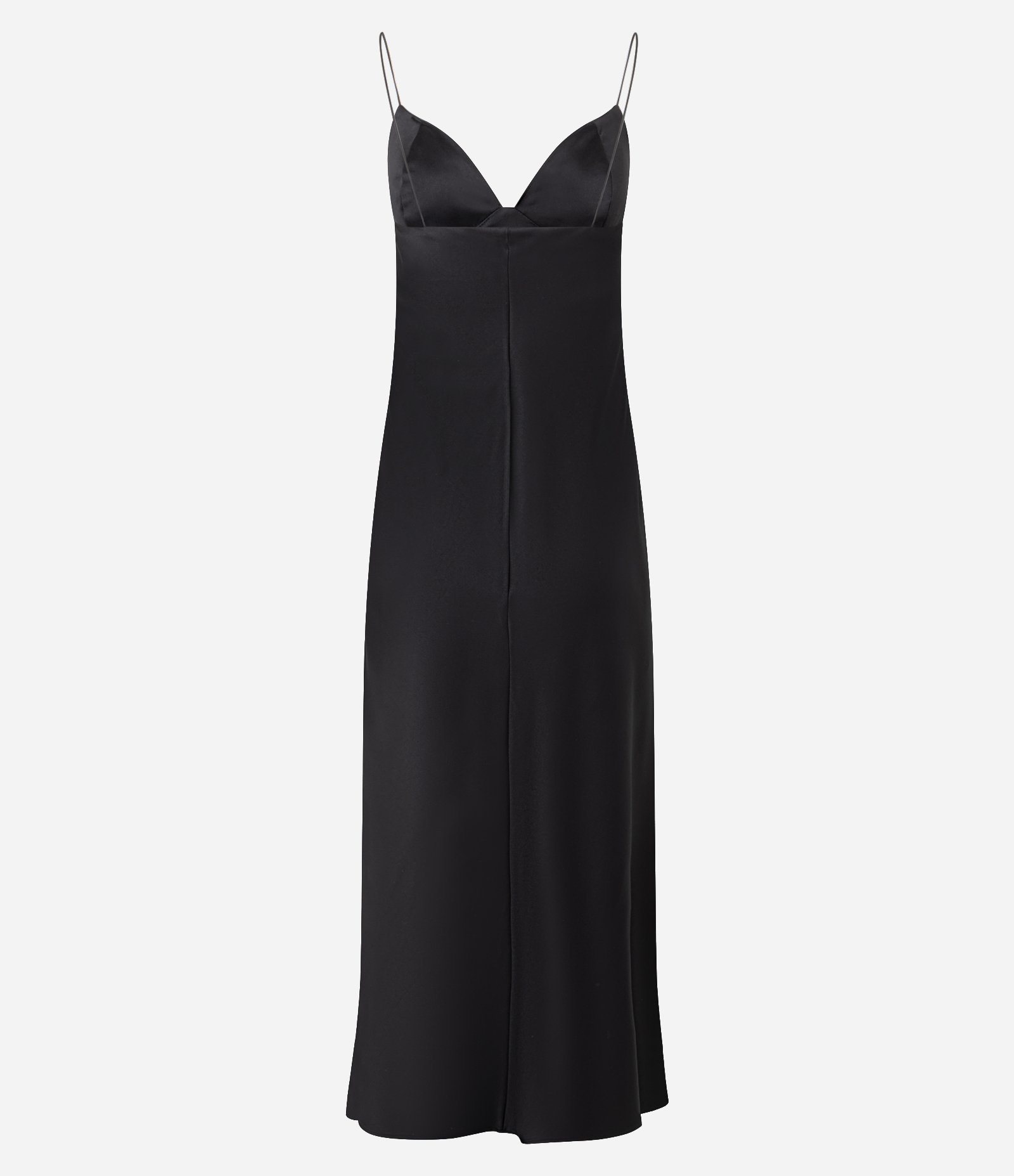 Vestido Long Midi em Cetim com Decote Coração Preto 8