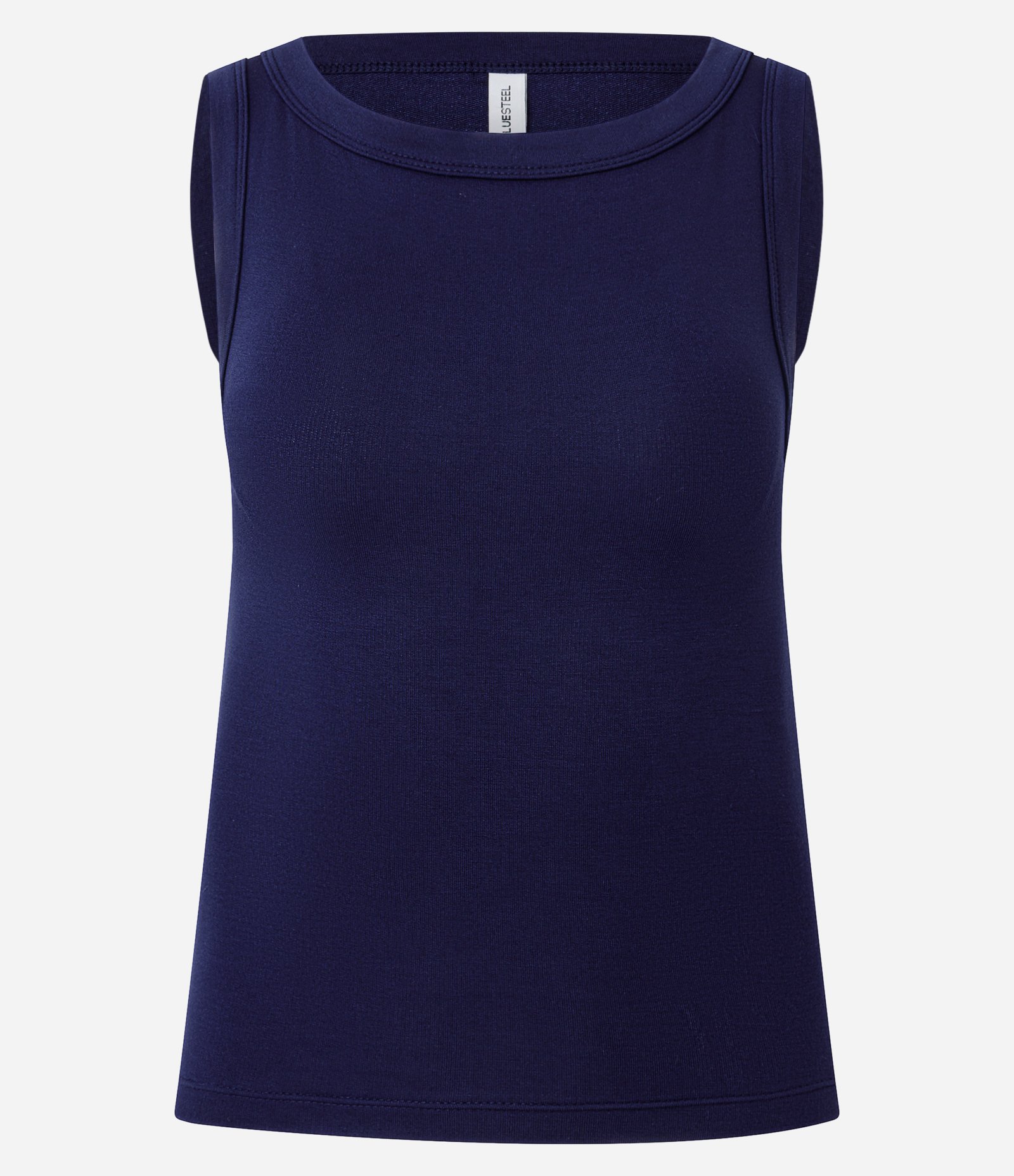 Blusa Sem Manga com Decote Canoa Azul Escuro 1