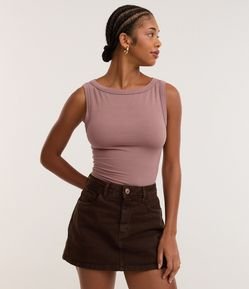 Blusa Sem Manga com Decote Canoa