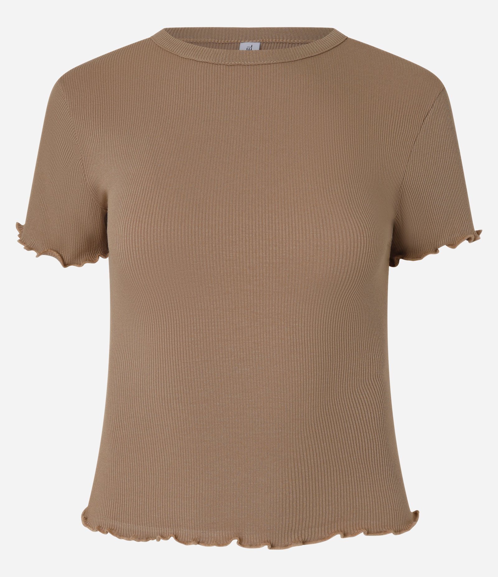 Blusa Manga Curta com Gola Redonda Marrom Claro 5