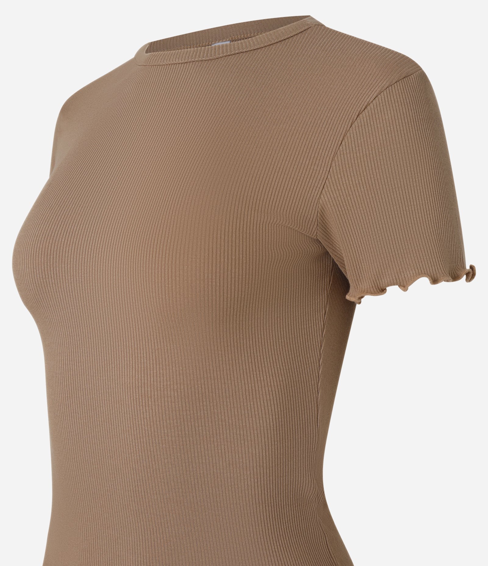 Blusa Manga Curta com Gola Redonda Marrom Claro 6