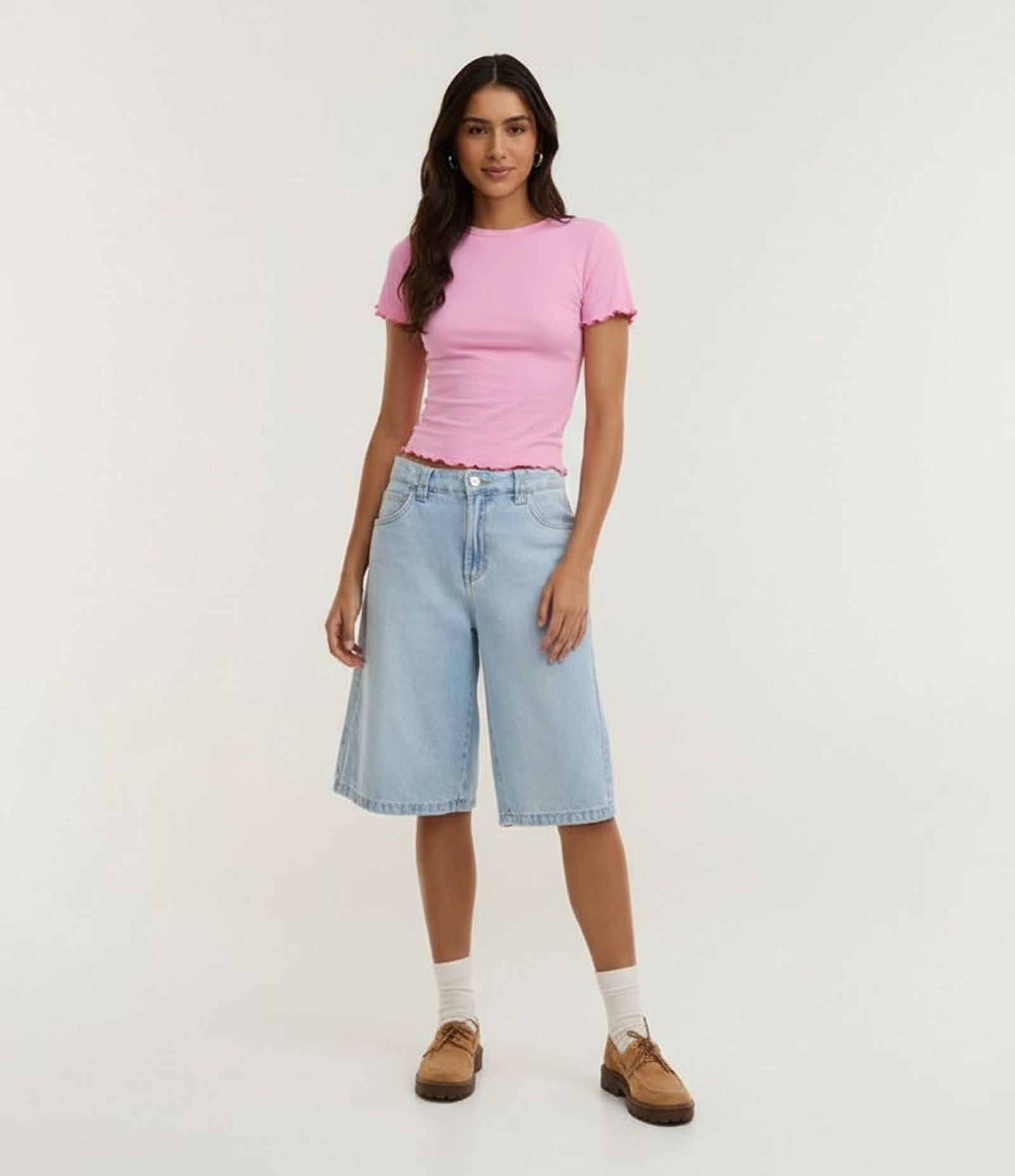 Blusa Manga Curta com Gola Redonda Rosa 1