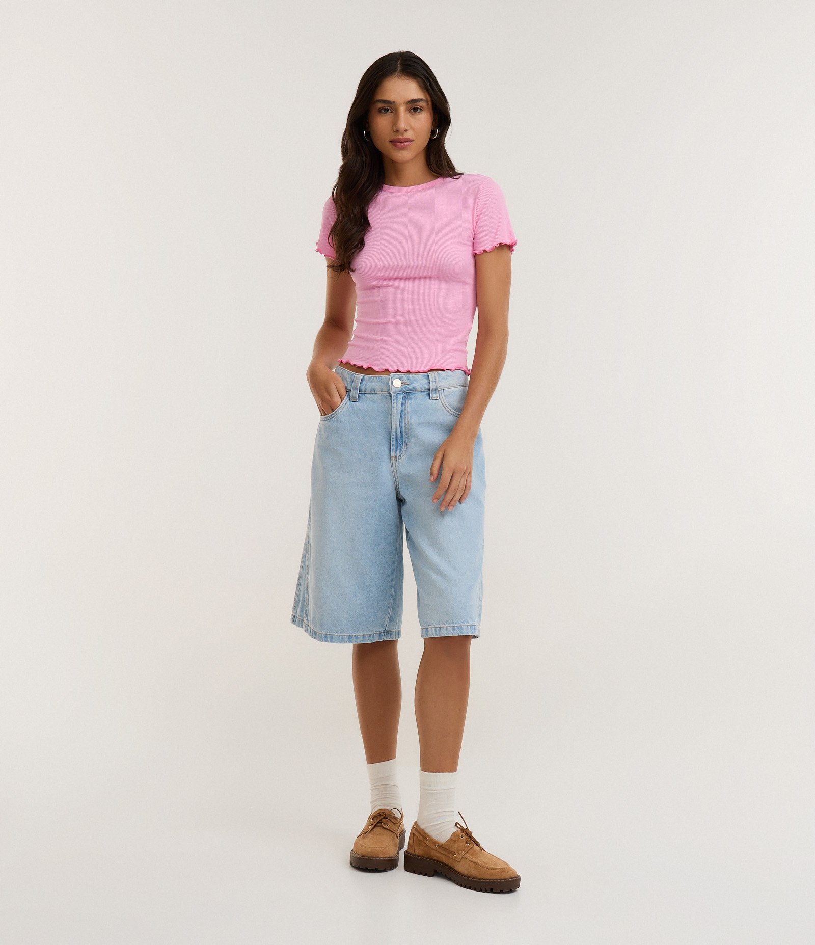 Blusa Manga Curta com Gola Redonda Rosa 2