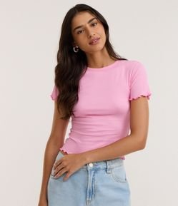Blusa Manga Curta com Gola Redonda