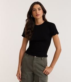 Blusa Manga Curta com Gola Redonda