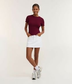 Blusa Manga Curta com Gola Redonda