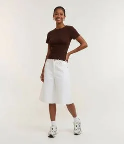 Blusa Manga Curta com Gola Redonda