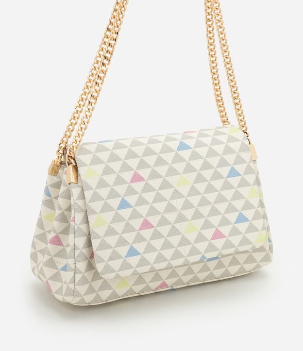 Bolsa Shoulder Média em PU com Estampa Triângulos
