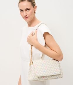 Bolsa Shoulder Média em PU com Estampa Triângulos