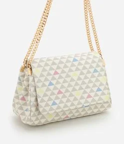 Bolsa Shoulder Média em PU com Estampa Triângulos