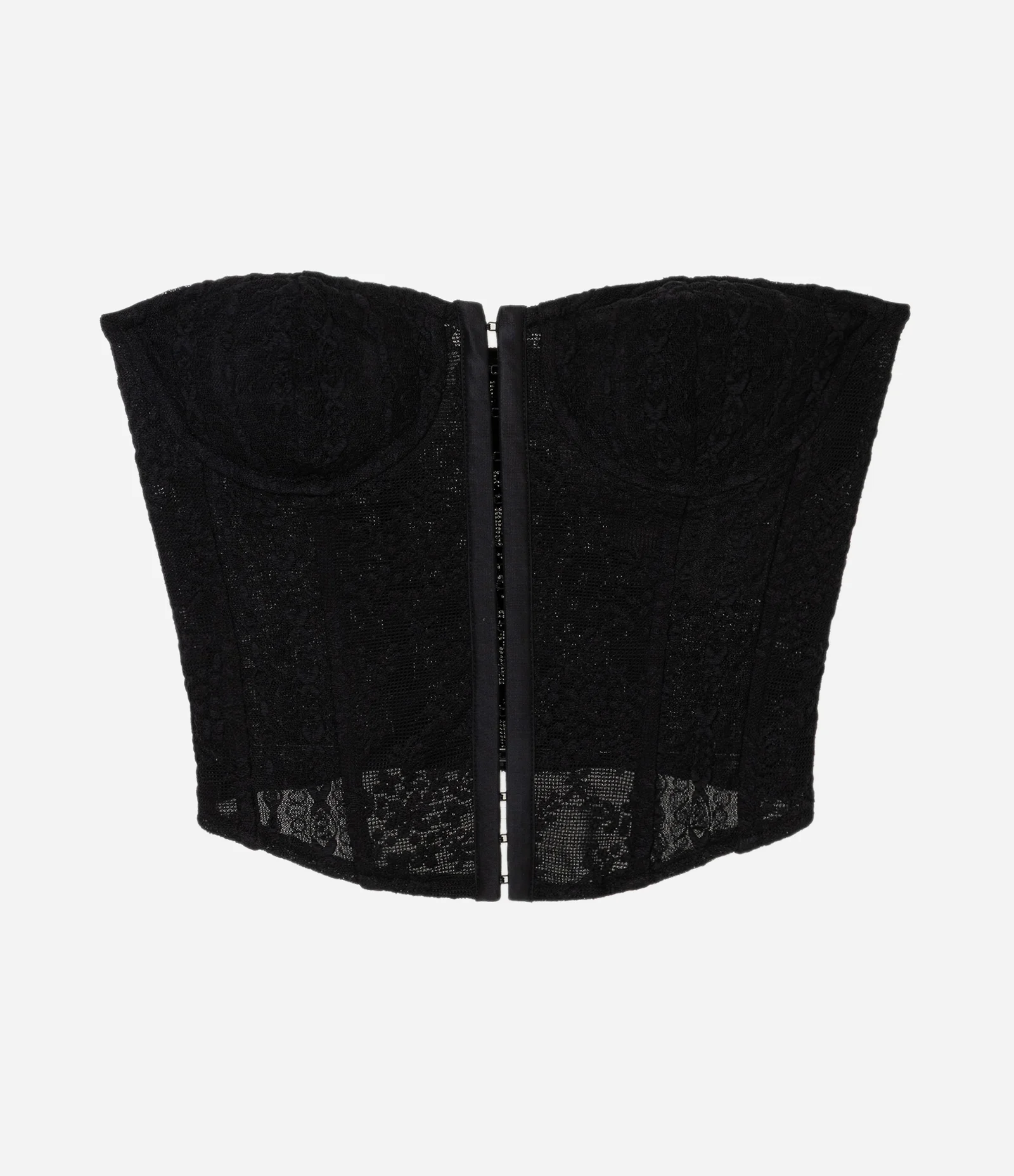 Corset Estruturado e Texturizado em Renda Preto 4
