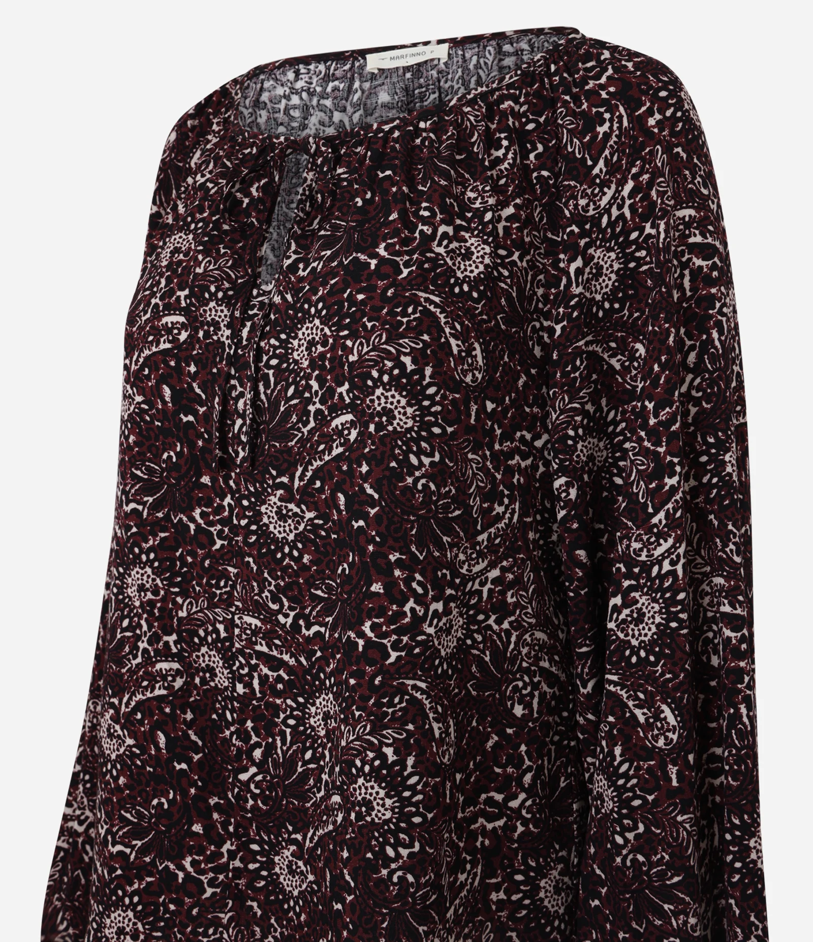 Blusa Feminina Manga Longa Folhagem com Amarração Frontal Vermelho 6