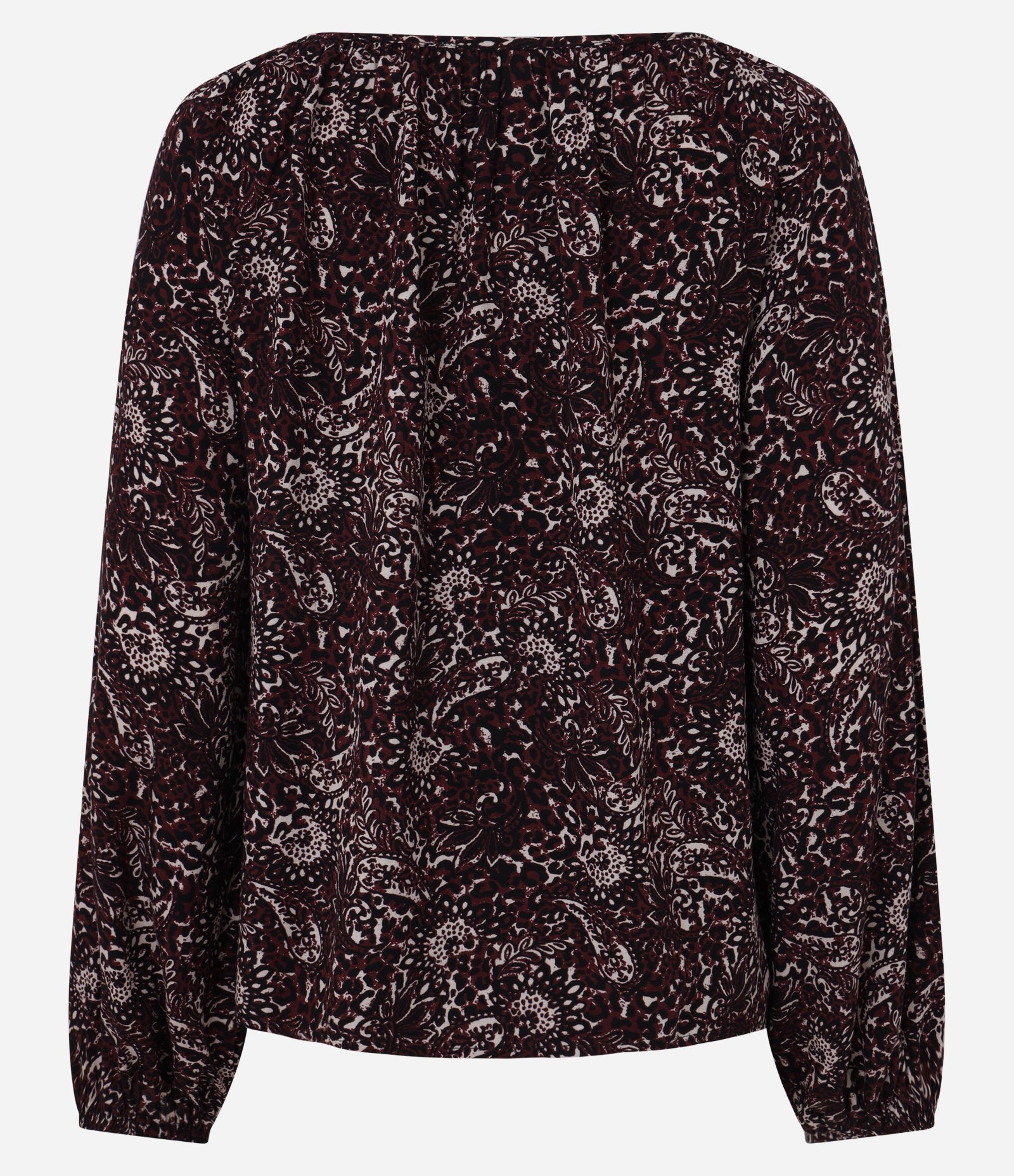 Blusa Feminina Manga Longa Folhagem com Amarração Frontal Vermelho 7