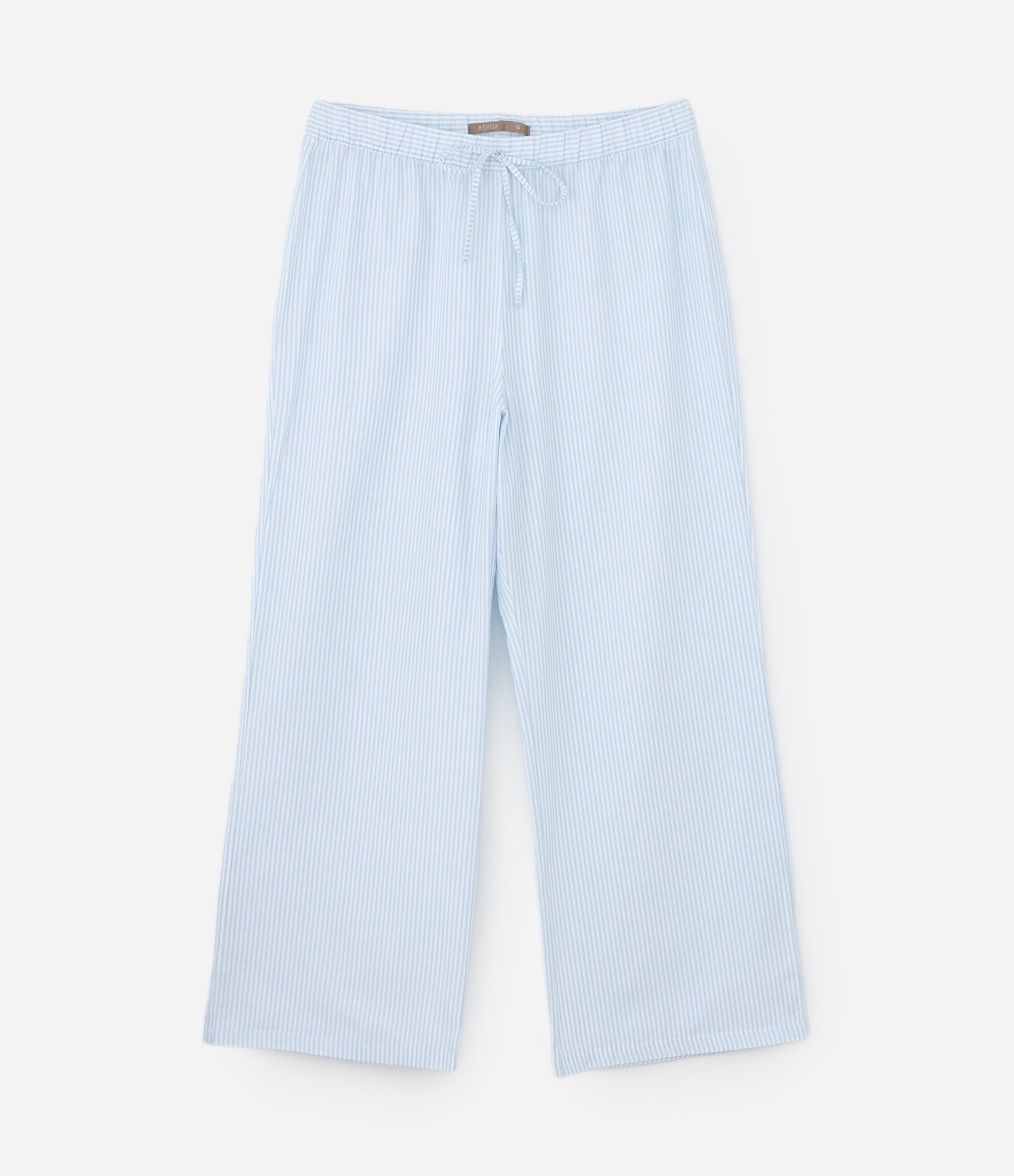 Calça de Pijama com Estampa de Listras em Fio Tinto Curve & Plus Size Azul 1