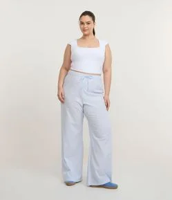 Calça com cós Elástico Listrada Curve & Plus Size