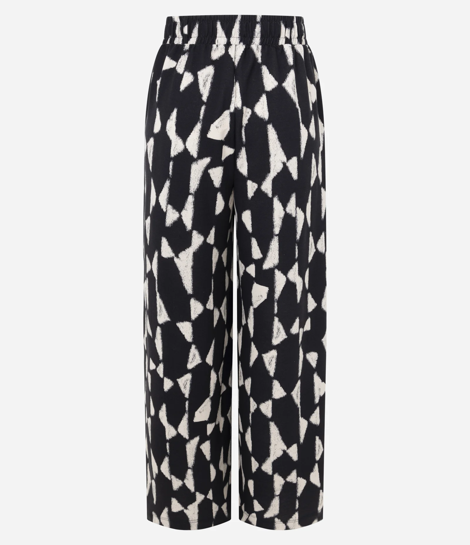 Calça Wide Leg em Piquet com Estampa Abstrata Preto 2